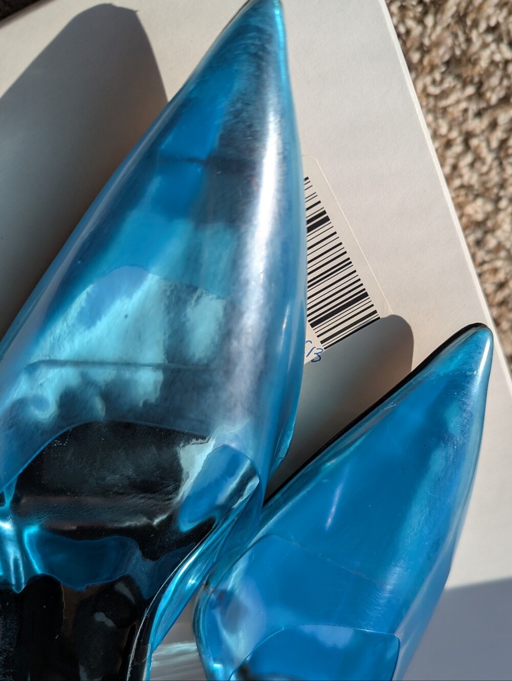 Good American Translucent Blue Pointed Toe Mule Heel - Picture 10 of 13